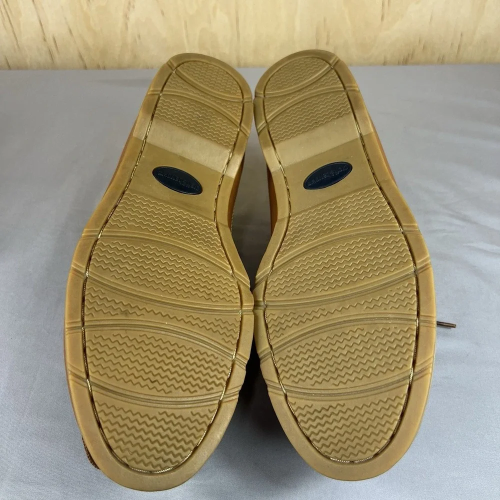 Croft & Barrow Mens Size 9.5D Tan Leather Boat Deck Shoes Baumann Loafers